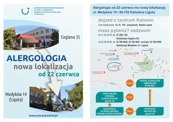 Ważna informacja dla pacjentów Oddziału Alergologii i Immunologii Klinicznej oraz Przyklinicznej Poradni Alergologicznej!